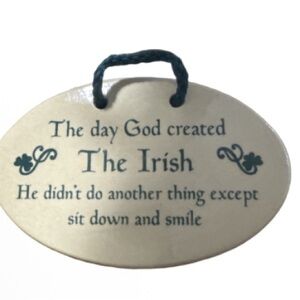 Mountain Meadows irish ☘️ themed  Pottery Oval Plaque